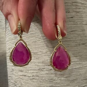 18k Penny Preville pink sapphire and diamond drop earrings